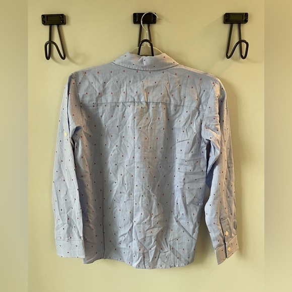 NWT Bienzoe, boys 11/12, cotton blend blue printed button up dress shirt - Picture 5 of 6